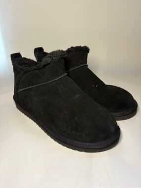 Koolaburra by UGG Ultra Mini Ankle‎ Boots Black Suede Faux Fur Size 9 GUC Cozy